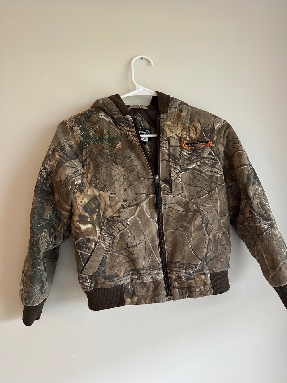 Realtree Brown Camo Zip Hooded Kids Jacket